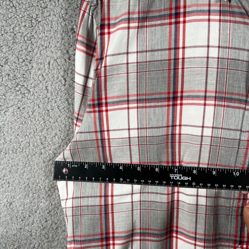 J Crew Shirt Mens Medium Red Gray Plaid Classic Casual Preppy‎ Button Down Adult - Picture 7 of 12